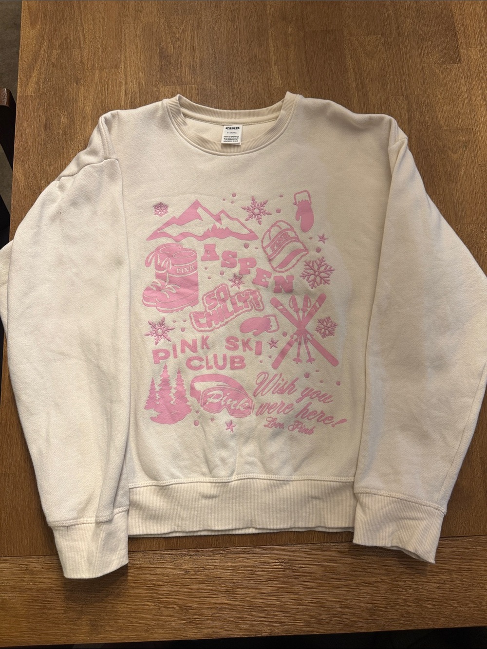 PINK Victoria's Secret Cream Logo Crewneck Sweatshirt